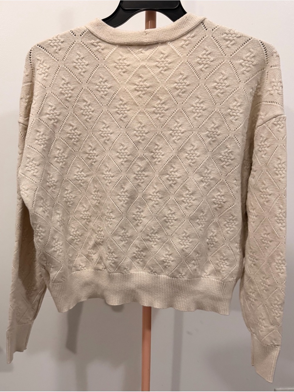 Cyrus Cream Textured Knit Button-Front Cardigan - Picture 2 of 4